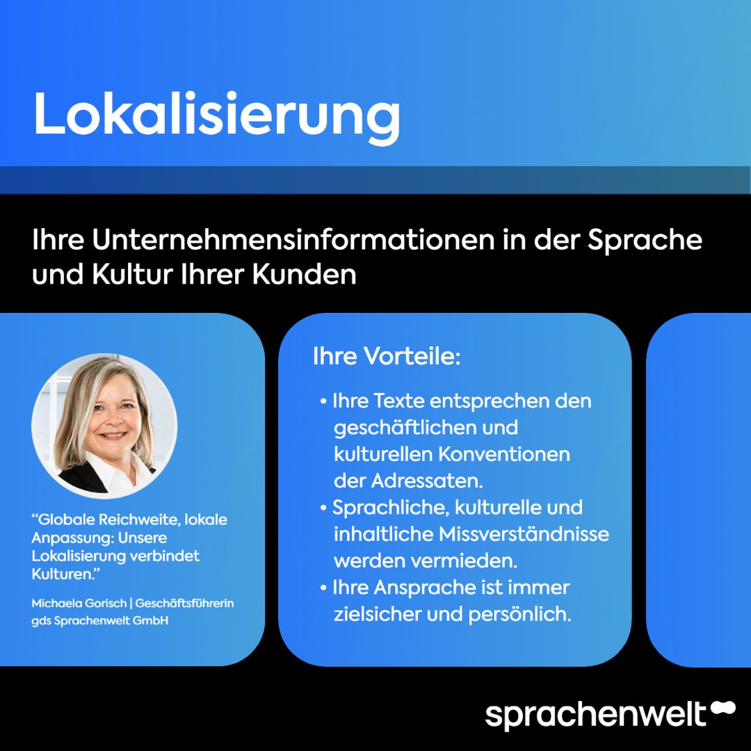 gds GmbH (@gdsgmbh) on Twitter photo #Lokalisierung: Mehr als nur รbersetzung
Lesen Sie mehr โก๏ธlinkedin.com/posts/gds-spraโฆ #Lokalisierung: Mehr als nur รbersetzung
Lesen Sie mehr โก๏ธlinkedin.com/posts/gds-spraโฆ
