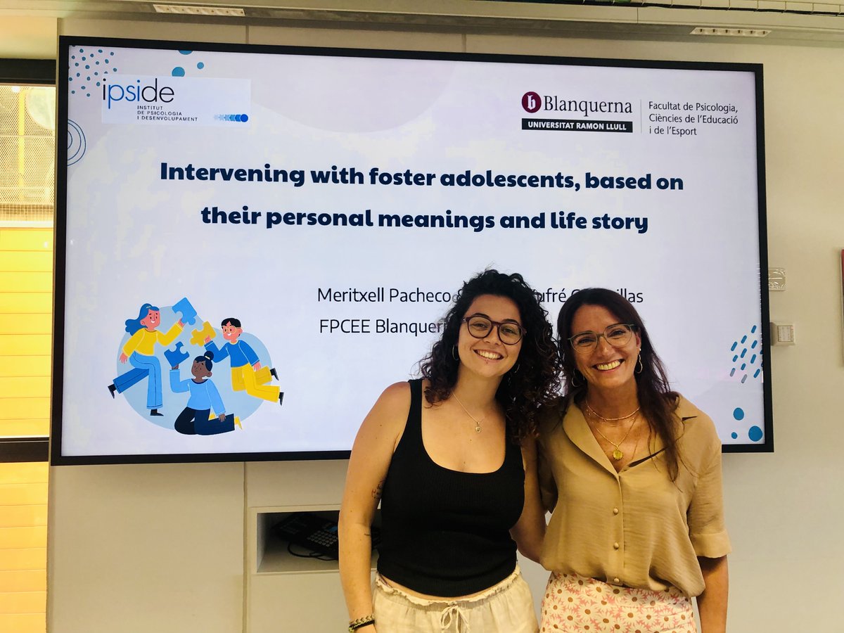 meritxellpp's tweet photo. Presentamos, junto a Yvette Xufré, un modelo de intervención con familias de acogida en el ICPCP2023. Felices con la  aceptación recibida. Gracias a @FPCEEBlanquerna por impulsar la investigacion, y a @IPSIDE por facilitar el contexto de intervención. #psychotherapy #PCP2023 https://t.co/9yft80SLfn