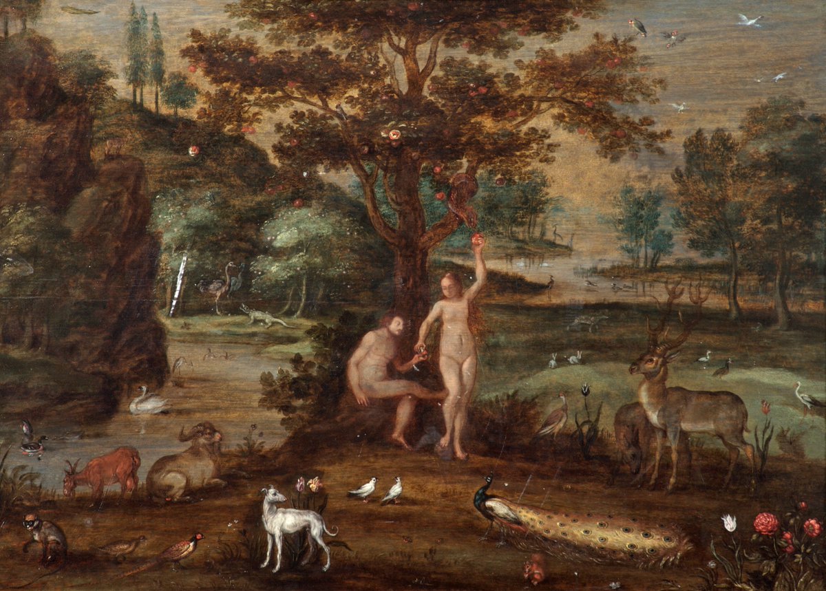 Let's go wild for today's #OnlineArtExchange! The theme is wild animals for #TheWildEscape with
@artfund. Here is Adam and Eve in the Garden of Eden by Izaak van Oosten 🦌🦚🐒