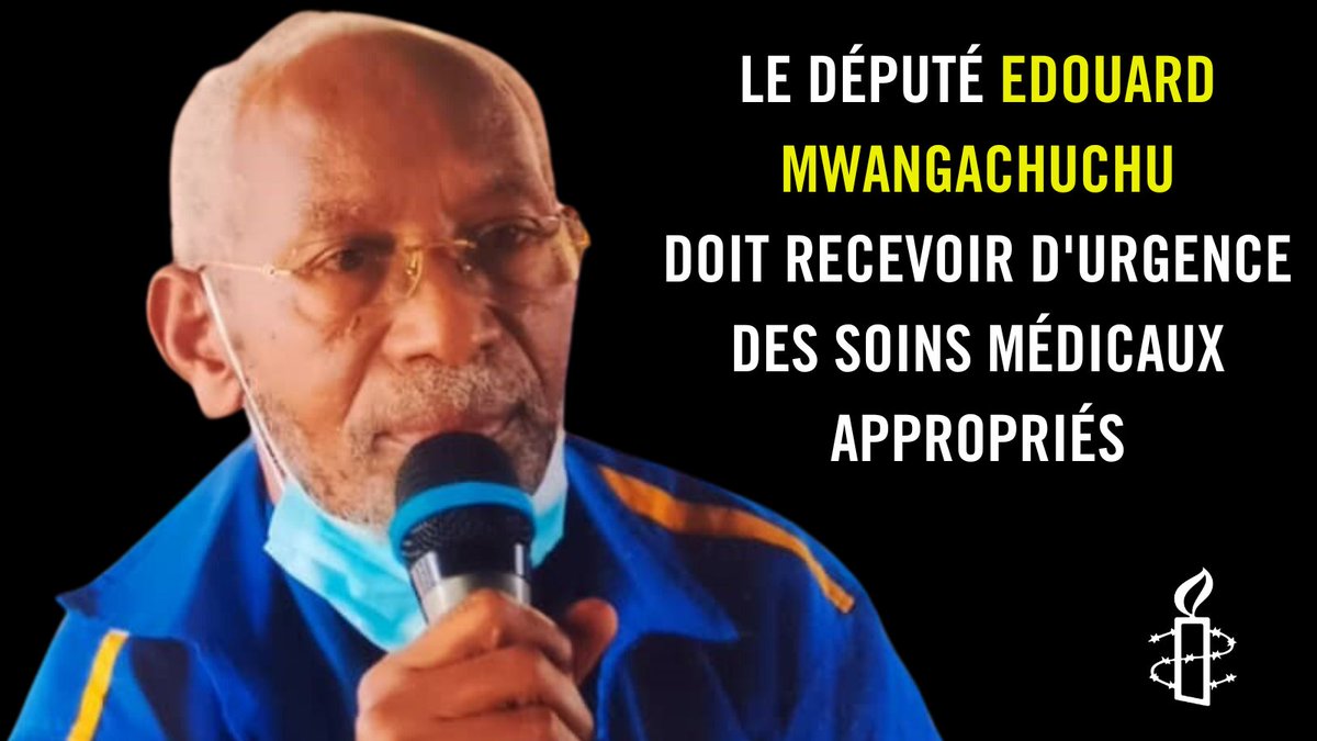 AmnestyEARO's tweet photo. #RDC: Nous suivons de près le procès du député Edouard Mwangachuchu devant la Haute Cour Militaire. Nous sommes préoccupés par le refus persistant des autorités judiciaires à garantir son accès aux soins de santé appropriés au regard de son âge et de ses antécédents médicaux. https://t.co/syGV38tMW4