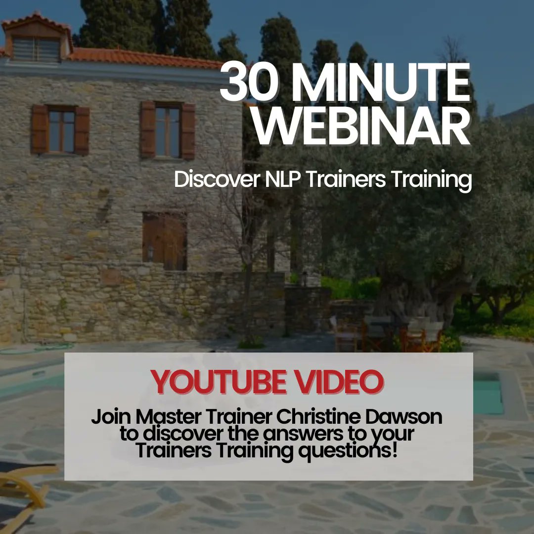 QFS_NLPTraining's tweet image. If you are a certified Practitioner or Master Practitioner of NLP and aspire to take your knowledge and skills to the ultimate platform, then NLP Trainers Training is for you! We know you have questions... ✨ Catch up here: youtu.be/0kpYnIjaivg

#nlpmaster #nlptrainer
