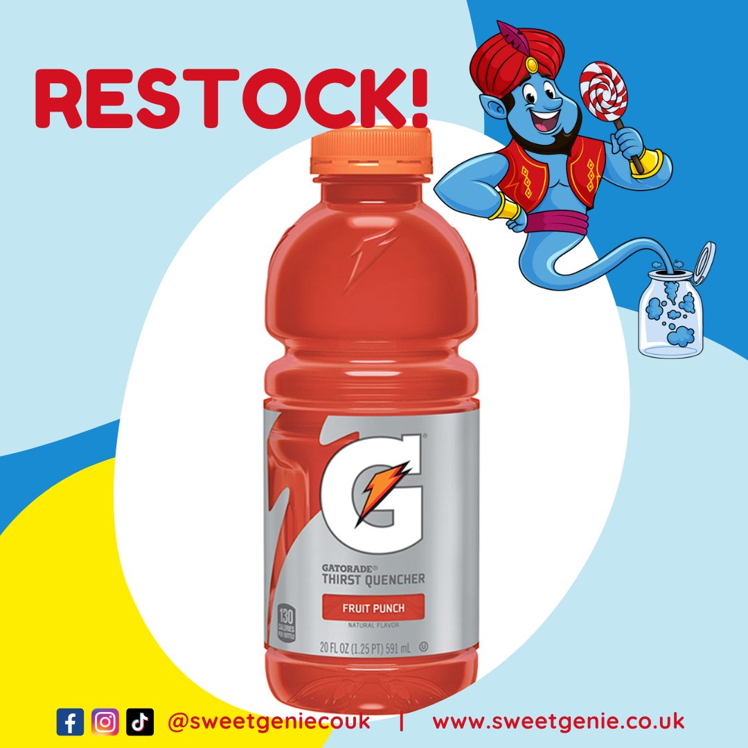 SweetGenieCoUk's tweet photo. Gatorade is back and selling fast β grab 'em while you can!
#sweetgeniecouk #restock #new #snacks #tuckshop #sweetshop #fizzydrinks #softdrinks #soda #grocery #energydrinks #picknmix #pickandmix #sportsdrink #gatorade #usa #americandrinks #american #imported https://t.co/aXsmqatHsf