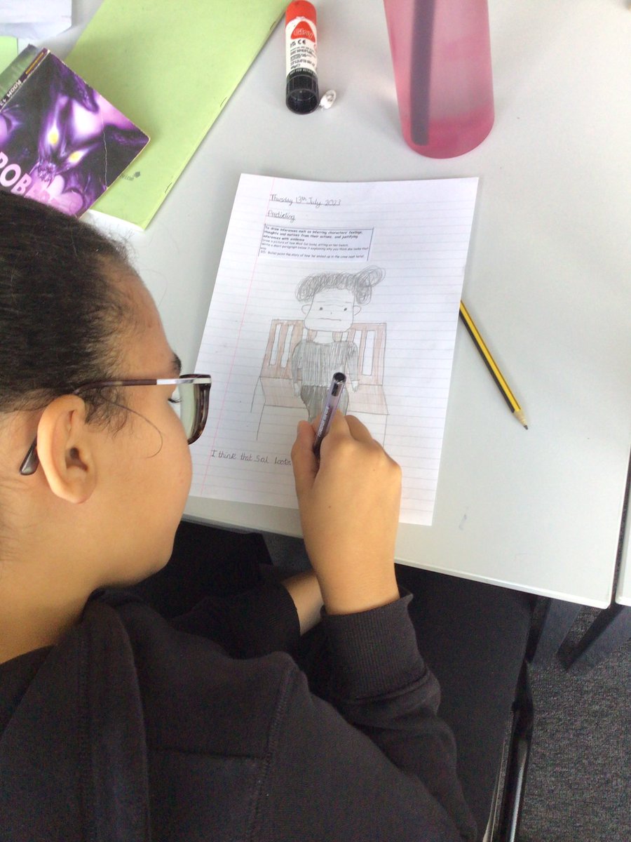 ReinwoodJuniors's tweet photo. In guided reading, we have been drawing the character of Mad Sal Haggerlythe, from details given to us in the book.
We then justified our drawings using evidence.
#Room13
#RJSReading
#RJS5W https://t.co/DyKib6bnwX