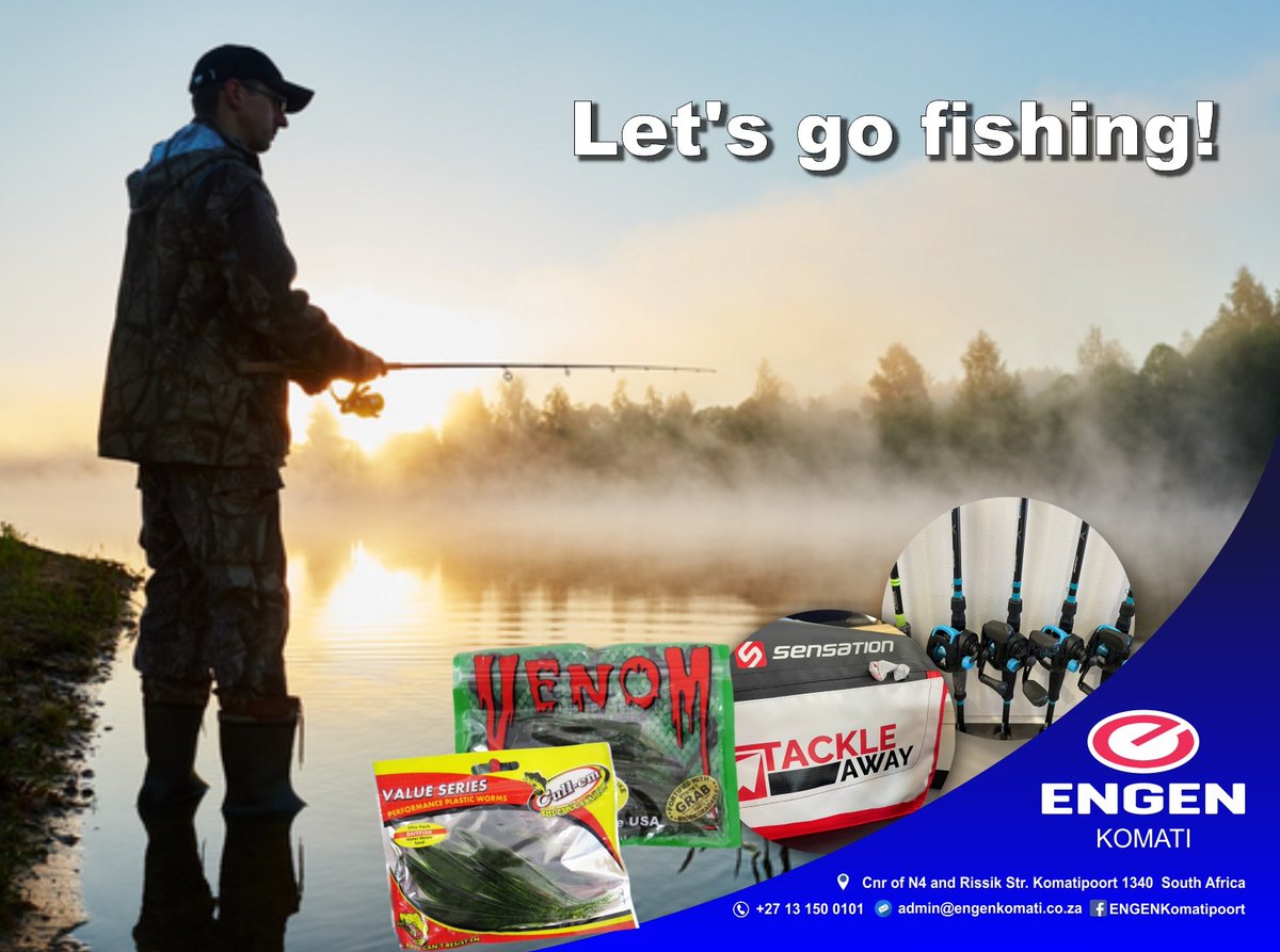 ENGEN Komati Mpumalanga- IN STOCK! Lets go fishing this weekend. Stop by Engen Komati and stock up on all your fishing supplies.

Click & like our Facebook page and see what we offer https://t.co/Vam9Mf9iGj

#petrolstation #EngenKomati #fishingrods #fuelstation #conveniencestore https://t.co/6i5YX8SBOE