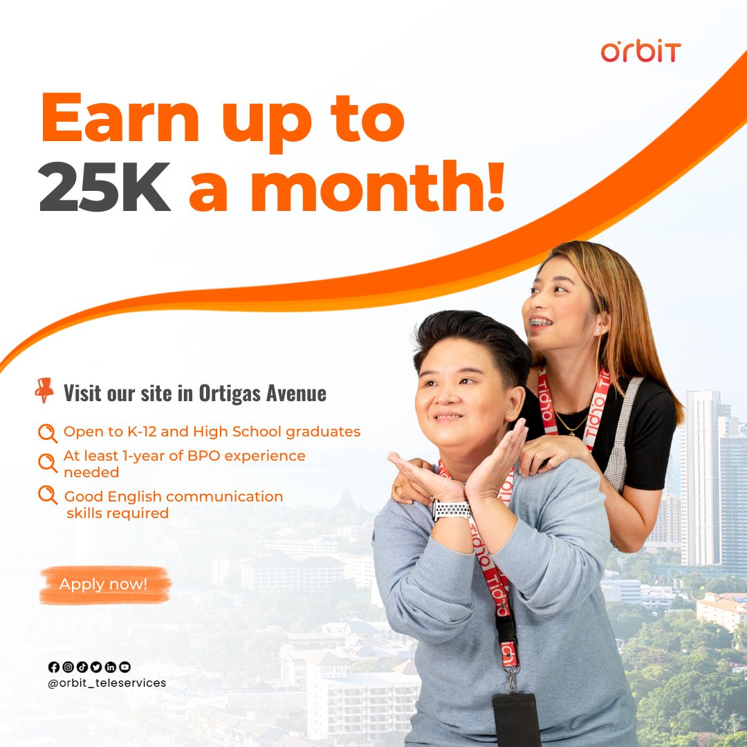 OrbitCareerHub's tweet photo. Take your career to the next level and be rewarded for your exceptional skills and dedication. Join us as a call center agent today!

Apply Here: https://t.co/wHenIwm07N https://t.co/XDxUjYpwKC