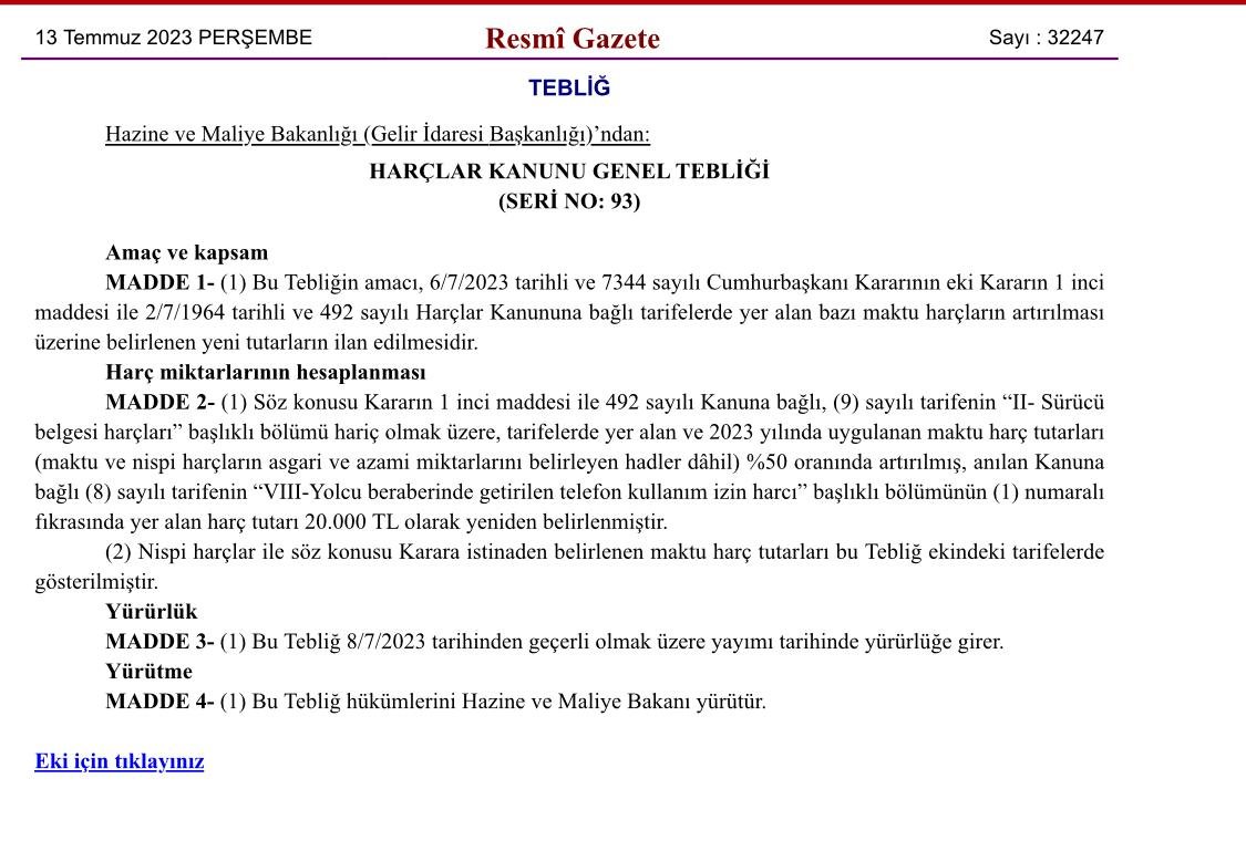 Muharrem BALCI, Av. on Twitter ""8.7.2023 tarihinden geçerli olmak üzere yayımı tarihinde