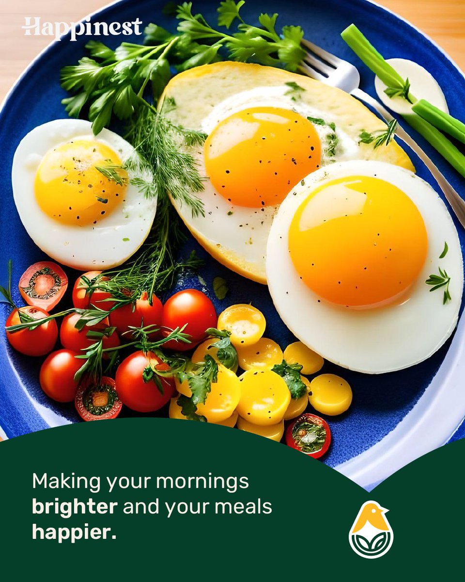 Nourish your body, nourish your soul. 🌱🥚 Enjoy the wholesome goodness of Happinest organic eggs. From our hens' happy homes to your plate, every bite is a step towards a healthier you. 🐔💚 Taste the difference today!  
#HappinestEggs #OrganicGoodness #HealthyEating #Happinest