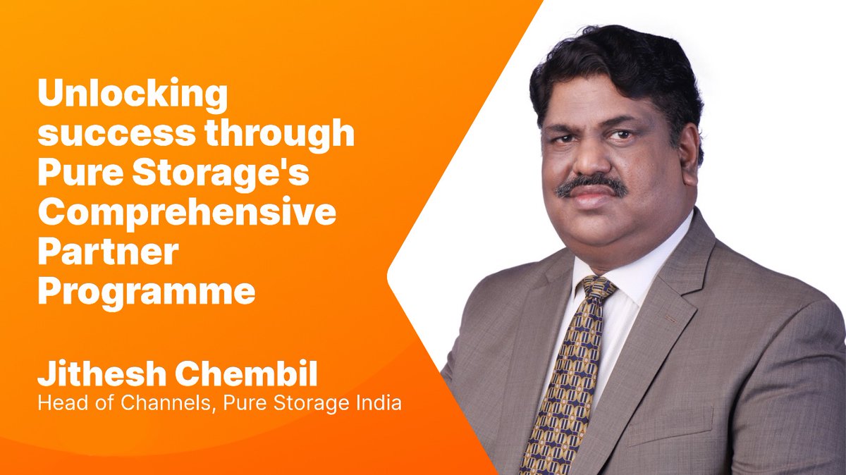 PureStorageIN's tweet photo. In an interview with VarIndia, Jithesh Chembil, Head of channels at Pure Storage, India discussed the significance of Pure partner program, channel's contribution, expectations, and benefits. Read more at: https://t.co/jigbTepftv
#Purestorage #VarIndia #PurePartnerProgram https://t.co/dFHdBTPLTS
