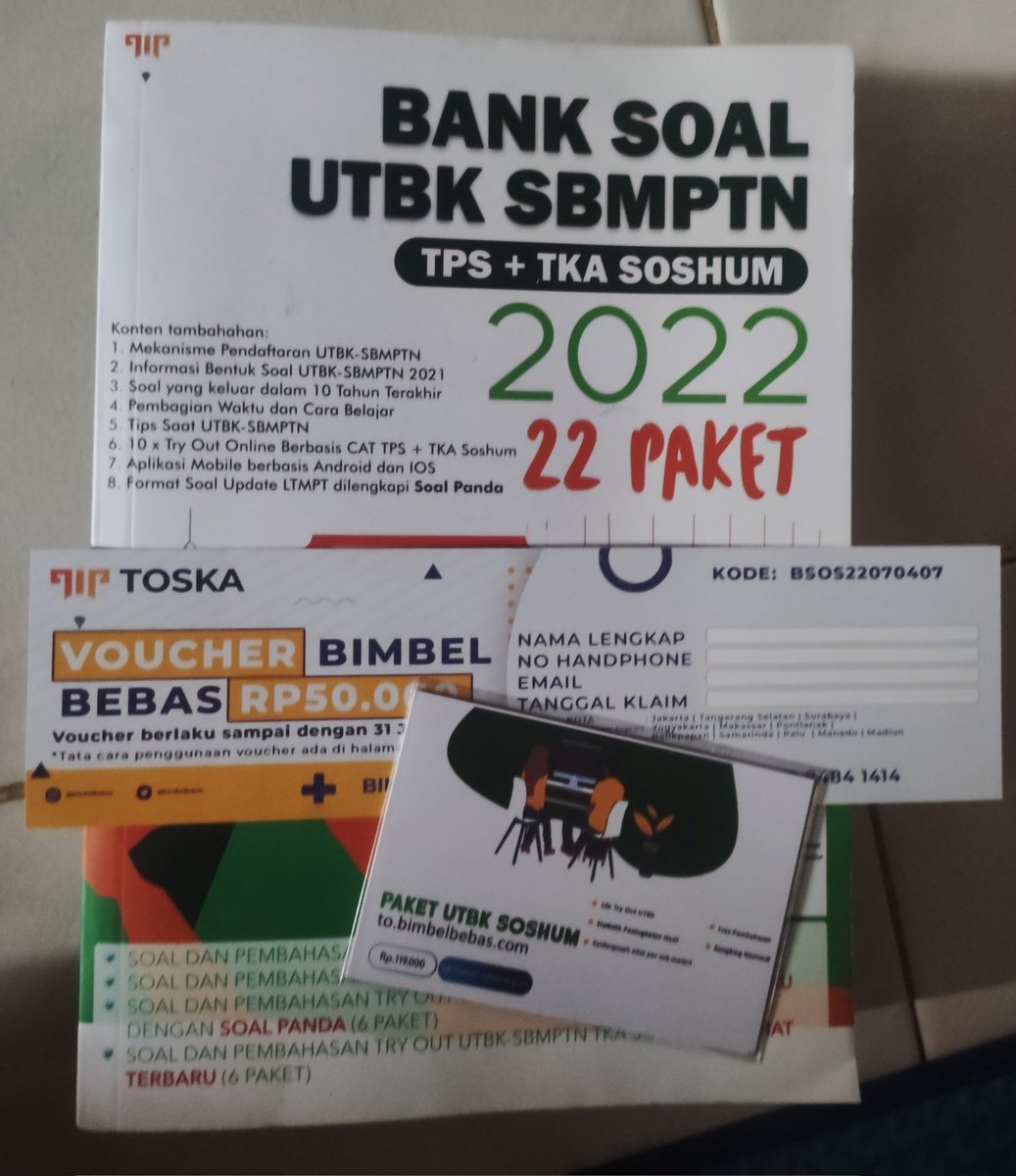 AishaIshak22's tweet photo. Wts preloved Buku
- Buku menguasai ips (30) 
- wangsit soshum 2022 (65)
- wangsit sukses menguasai tps 2022 (30)
~Beli 3 sekaligus cuma 115
~kondisi baru belum pernah dipakai
- buku Bank soal Utbk sbmptn tps+tka soshum 2022. Original new belum pernah dipakai. (50)

Dom📍 Jakpus https://t.co/7HVaOMPlCd