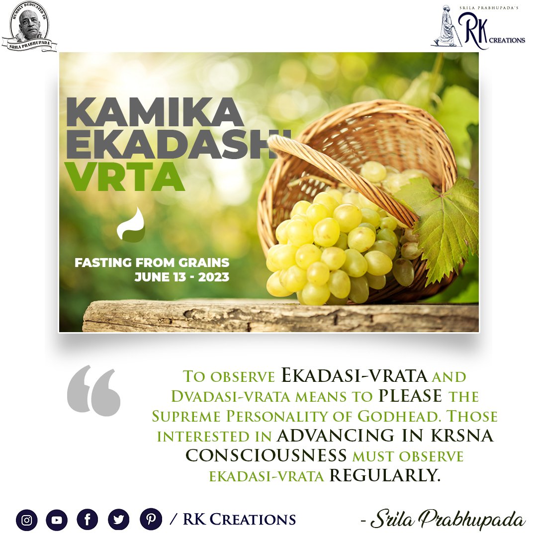 Kamika Ekadashi..

#HareKrishna #SrilaPrabhupada #ekadashi #Fasting #EkadashiVrta #Fruits #ekadashireminder #LordVishnu #LordKrishna #Iskcon #HKM #iskconfoundationday #iskconfounderacharya #iskconfoundation