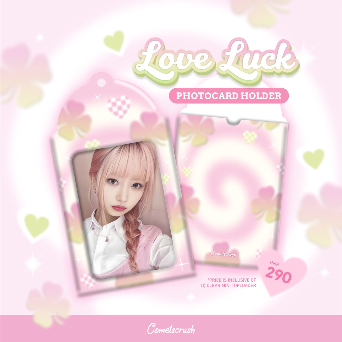 cometscrush's tweet photo. ⭐️ PRE-ORDER OPEN! ⭐️

🆕 ITEM!
    🍀 Love Luck Photocard Holder 💗

POB will be given! (To be announced 😋) Slots are limited 👀

𝗥𝗧 𝗘𝘃𝗲𝗻𝘁 
💝 like, rt + follow &amp; get a chance to win 1 pc holder!

More details on our website!
Order yours now at https://t.co/1XyKEUBUDY 🫶🏻 https://t.co/kwfrtAQuRm
