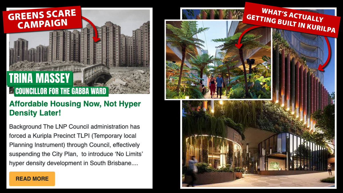 More shameless scaremongering from the destructive Greens. Comparing South Brisbane’s Kurilpa precinct to a derelict urban scene in China is a disgrace. This is just further evidence of how the destructive Greens are determined to oppose housing in a housing crisis.