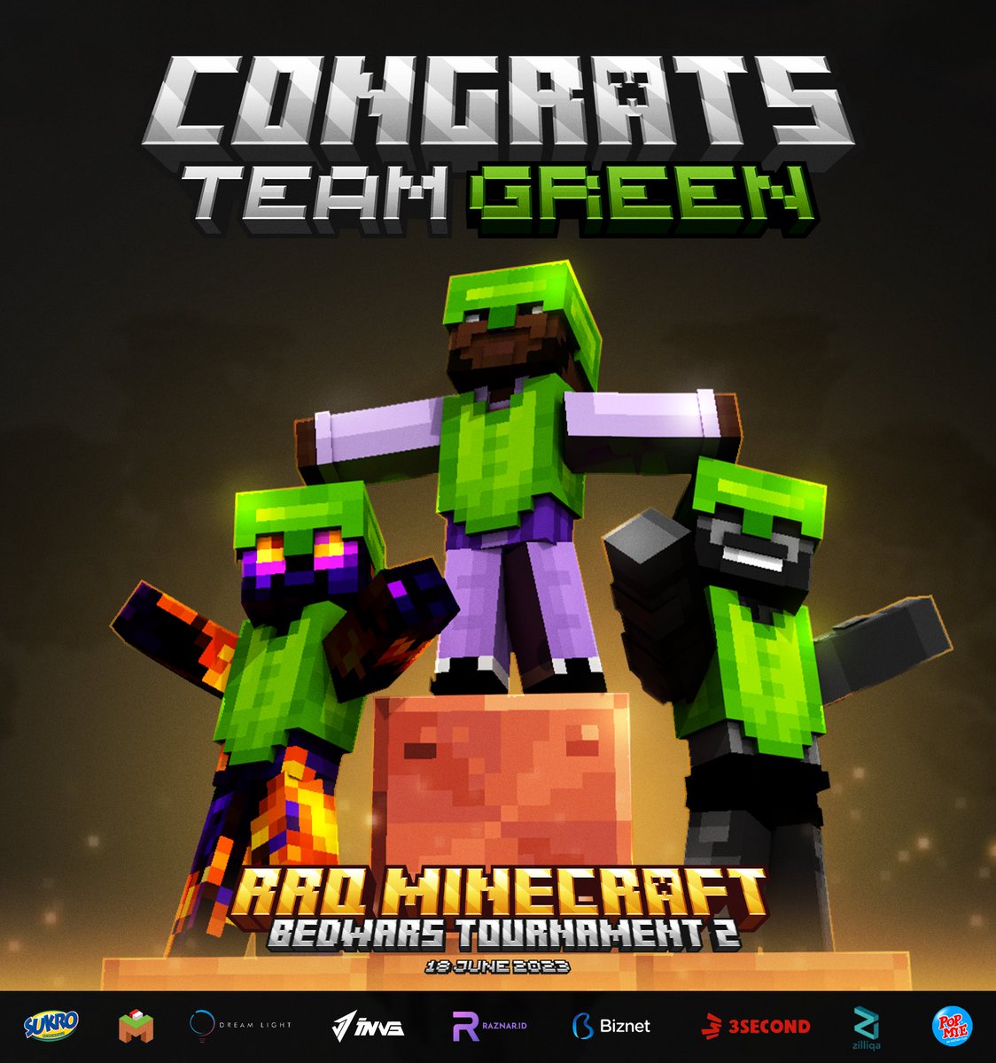 We are proud to have contributed to the Minecraft Bedwars competition organized by <a href="/teamrrqofficial/">Team RRQ</a> 🎉  

Thank you to the <a href="/teamrrqofficial/">Team RRQ</a>  and <a href="/PakGM_id/">Pak GM</a> for inviting us to take part in this event.

Watch the Replay with the link down below!

youtube.com/watch?v=GBZ5fX…