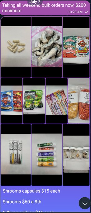 Taking all bulk and preorders https://t.co/EvbJsxJ5ls<a href="/tag/high"class="tags"><span>#high</span></a><a href="/tag/weed"class="tags"><span>#weed</span></a><a href="/tag/lit"class="tags"><span>#lit</span></a><a href="/tag/shrooms"class="tags"><span>#shrooms</span></a>