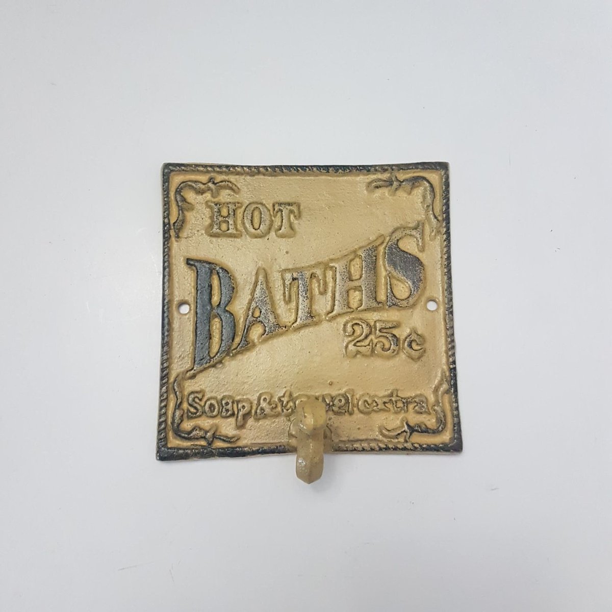 PalacePainted's tweet photo. Hot Baths 25 cents  soap and towels Bathroom sign robe hook https://t.co/H6THYF1EEv #paintedpalace2015 #Etsy #CottageDecor https://t.co/HGTGjfNYz5