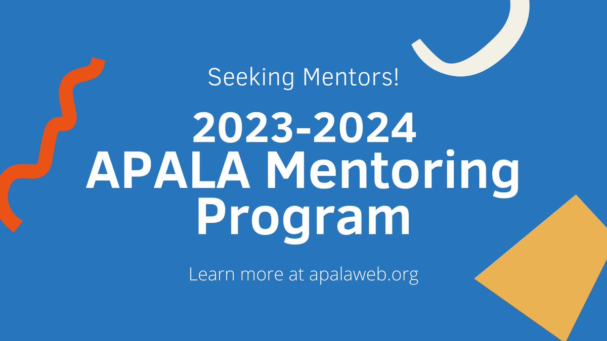 Are you a seasoned APALA member interested in supporting library students and new librarians? Be a Mentor in the APALA Mentoring Program! Apply by July 31 bit.ly/2LOINtn