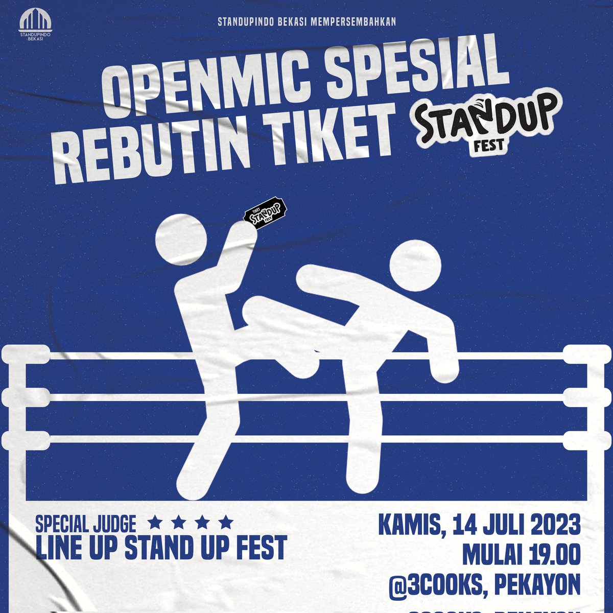 Nah nah nah ada apa nih? Ada info dong! Khusus nanti malem #OpenmicBKS bakalan spesial karna comic yg berstandup akan sekaligus memperebutkan tiket #StandupFest !!Jadi silahkan datang jam 7 malam ke 3 Cooks, Pekayon. Yang mau nyoba atau nonton aja boleh silahkan datang, ramaikan!