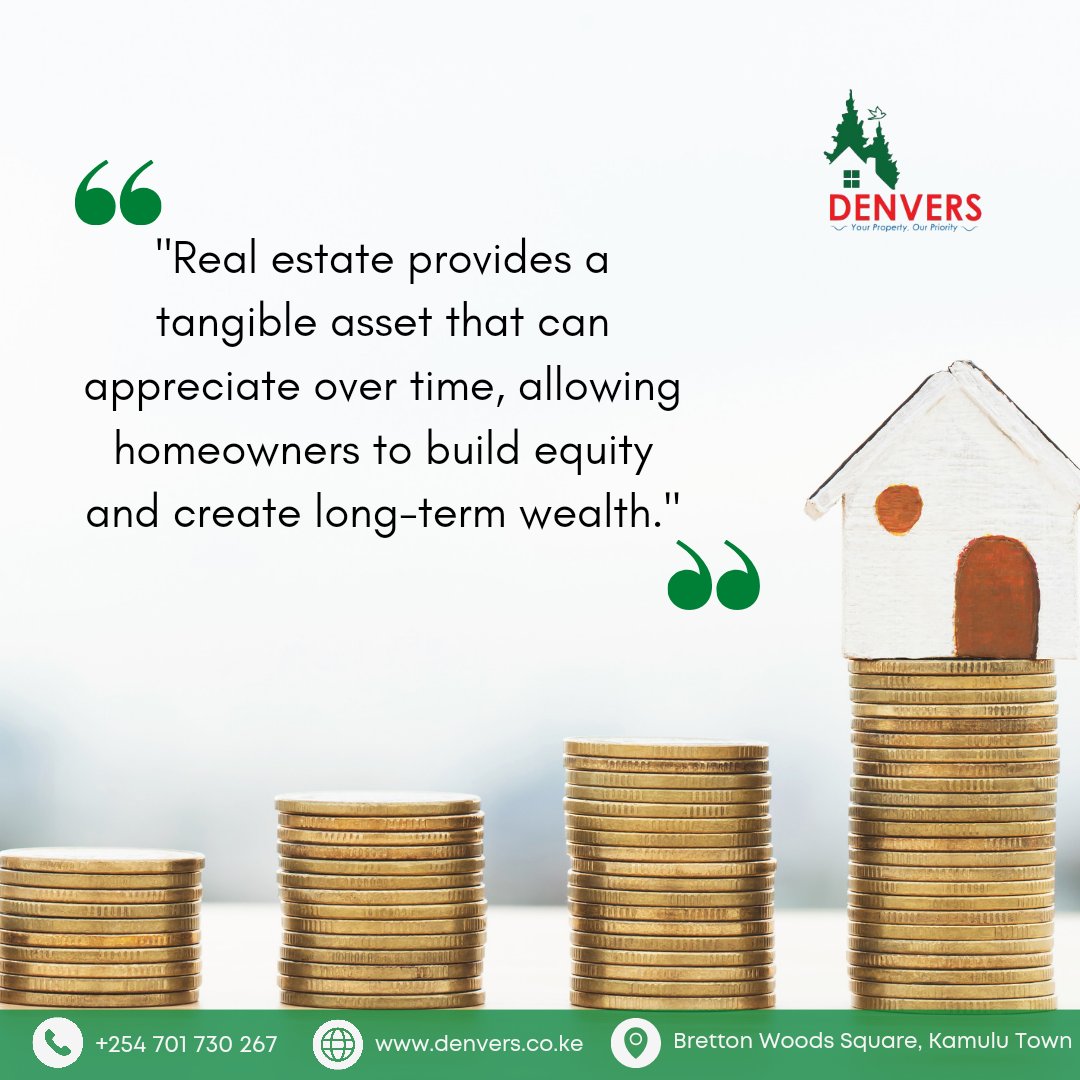 Denversltd's tweet photo. Real estate provides a tangible asset that can appreciate over time, allowing homeowners to build equity and create long-term wealth.
#RealEstateQuotes
Acquire your tangible asset with us, call 0701 730 267
#InvestInRealEstate #InvestWithDenver #YourPropertyOurPriority https://t.co/Aa0cazwheg