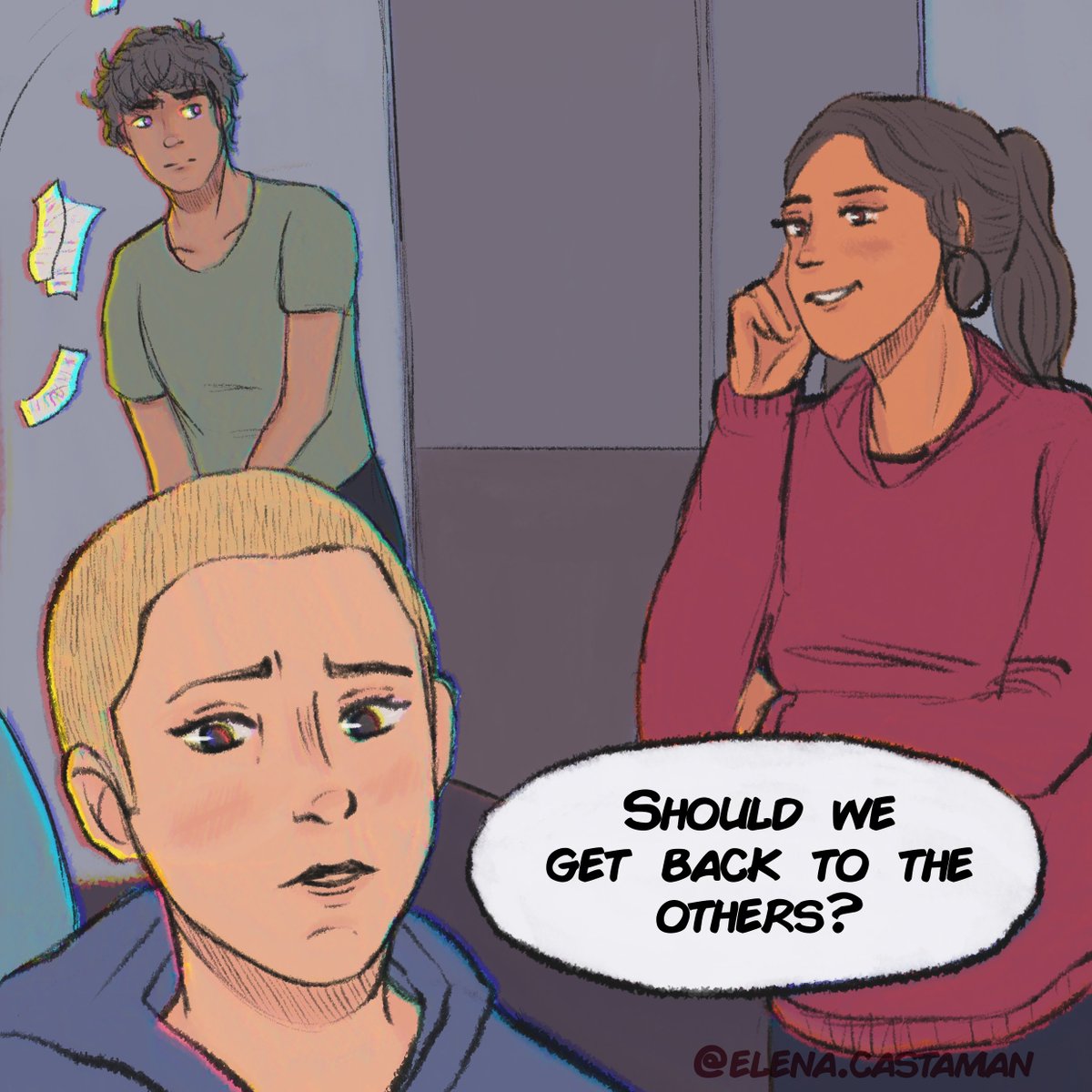 "everyone who knows anything about what's going on here is in this room. they might need our help."

[ art by: <a href="/elenacastaman/">Elena</a> ]