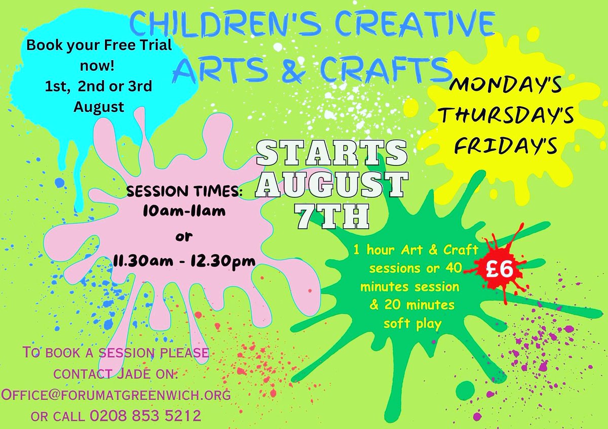 WHOOP WHOOP! It's time to book, get in on one of our free 3 trial dates and hour sessions. Choose from 10am -11am or 11.30am - 12.30pm 
on the 1st, 2nd or 3rd of August. 
0-5 Years.
We here at the Forum at Greenwich are so excited to start our new classes.