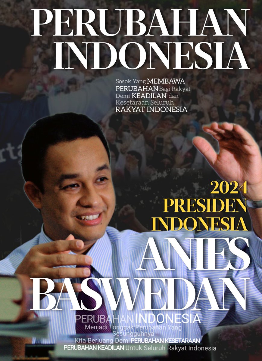 sutanmangara's tweet photo. Itulah Bedanya Cucu Pejuang dengan Cucu Londo Ireng 

@sutanmangara

Jangan uji nyalinya ketika menghadapi mafia, Bandit dan Penjahat di Negeri ini. Anies itu cucu Pahlawan, sedikit banyak keberanian seperti kakeknya akan menurun padanya.

Apa kalian tahu bagaimana kakek Anies membawa surat dukungan pengakuan kemerdekaan dari negara Mesir ???

Ya Mesir negara pertama yang mengakui kemerdekaan Indonesia, sepulang dari Mesir, kakek anies menyimpan surat itu dibawa kaos kakinya, agar luput dari pemeriksaan tentara belanda pada pos Pemeriksaan.

Anies Baswedan sudah bertekat dalam dirinya, dalam doanya, tekat dalam perjuangan nya,  bahwa ia ingin memperbaiki bangsa ini sesuai janji janji kemerdekaan yang telah diperjuangkan oleh para pahlawan.

Kita tak perlu takut untuk menyampaikan bahwa negeri ini sedang tidak baik baik saja, bahwa negeri ini tidak sesuai jalur yang diharapkan oleh para Pendiri Bangsa.

Apakah anda tidak merasakan bahwa negeri ini mengalami banyak problema akhir akhir ini, Penegakan Hukum, Kemiskinan, Korupsi Bagai Jamur, SDA yang diobral, Pengangguran, Perambahan Hutan, dan Utang Negara.

Apakah anda membiarkan kondisi Negara ini larut dalam persoalan itu ? 

Dengan kehadiran Anies Baswedan Mengusung Jargon perubahan, saya, anda dan Kita semua Rakyat Indonesia harus mendukung penuh perubahan ini, agar Jalur kemerdekaan negeri ini kembali ke tujuan awal. 

Anies akan terus maju dan takkan mundur dalam menentukan nasib bangsa 5 tahun kedepan, anies takkan mundur sebagaimana kakeknya dulu tak pernah mundur dan terus maju berjuang..