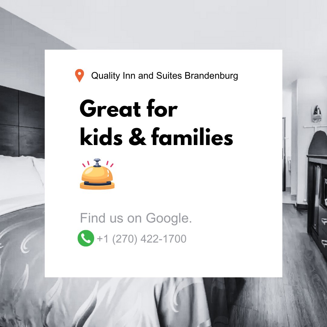 The best way to spend quality time with your family amidst the busyness of daily life is at Quality Inn &amp; Suites Brandenburg !👨‍👩‍👧‍👦
A delightful vacation spent with your family will make you very happy!🤩
Visit us: at qualityinnbrandenburg.com or call us at +1 (270) 422-1700.