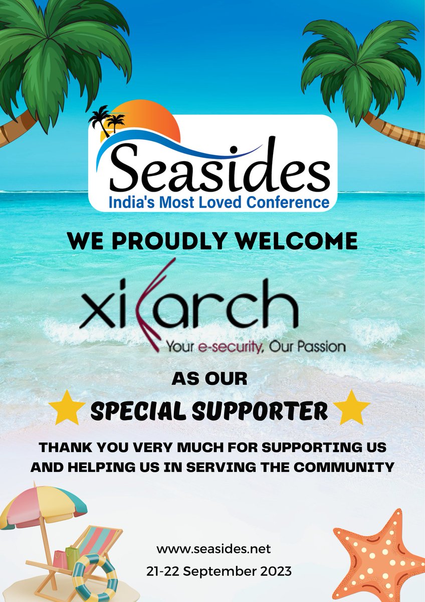 We are happy to have <a href="/xiarch/">Xiarch</a> on board as a special supporter of <a href="/seasides_conf/">Seasides</a> 

Thank you so much <a href="/utsav_mittal/">Utsav Mittal</a> for your contribution.

#seasides #infosec