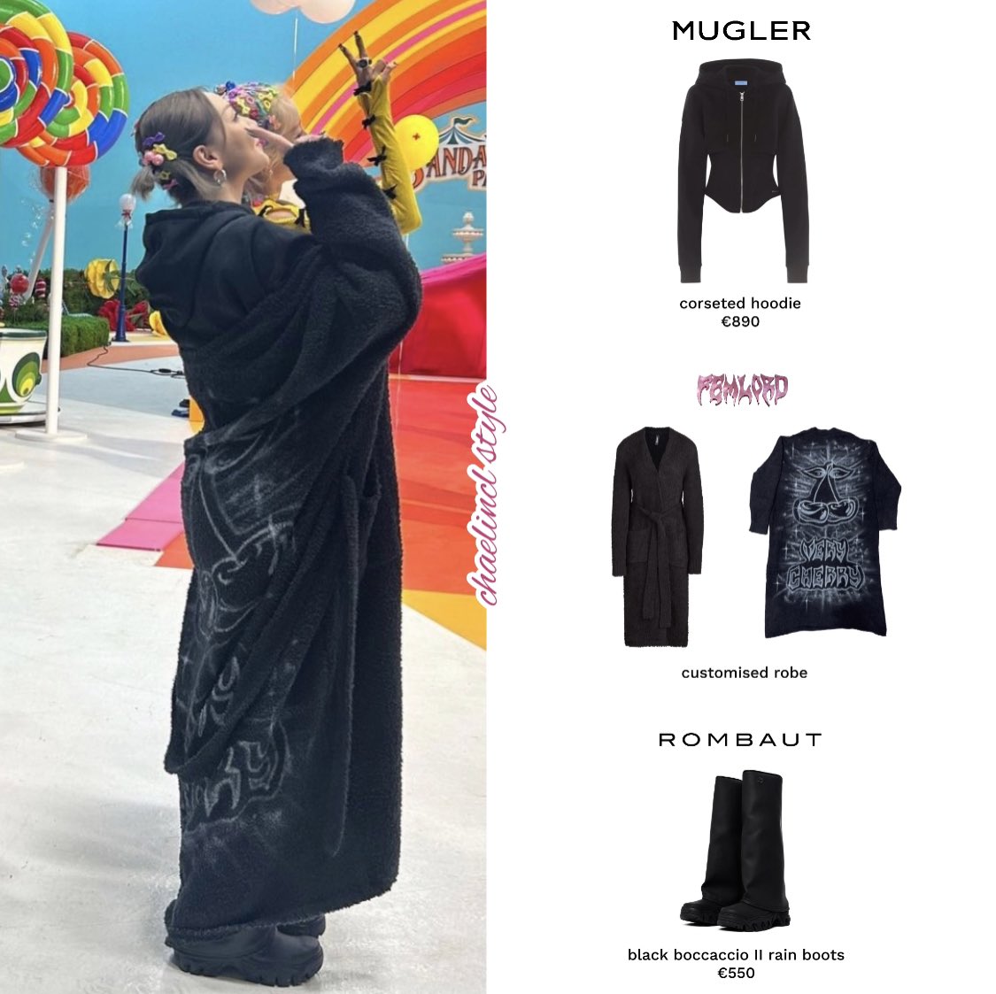 chaelinclstyle's tweet photo. [230712] Taehyun0217 IG update of CL at Dara’s mv filming set

•#mugler corseted hoodie
•#femlord customised robe
•#rombaut black boccaccio ii rain boots 

#CL #씨엘 @chaelinCL https://t.co/yCYeUzTKvY
