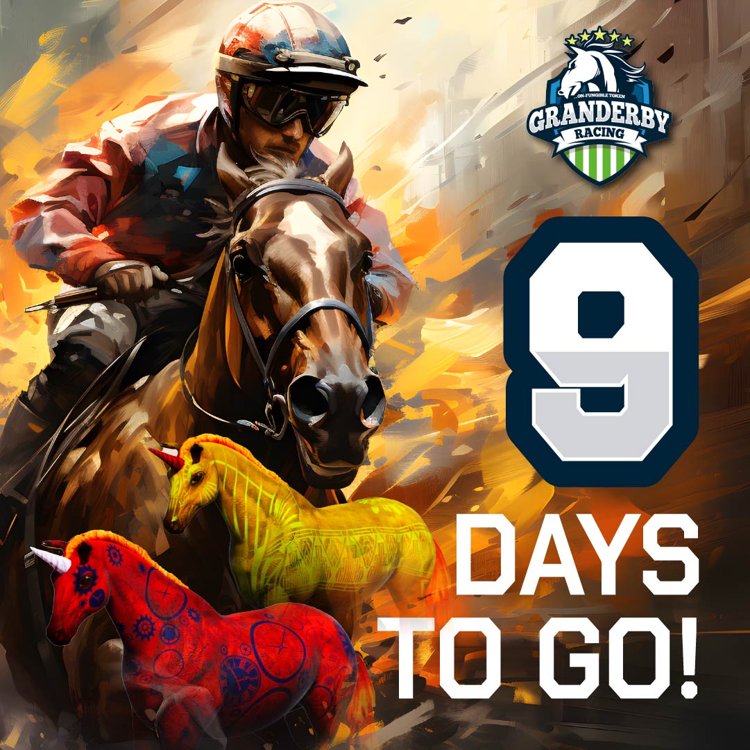 nftgranderby's tweet photo. 9 Days to Go! The countdown for the 2nd minting of NFT GRANDERBY horse has begun! Get ready to add another champion to your stable. 🐎💫 #NFTGaming #Countdown #2ndMinting https://t.co/AH20BX0Ohg