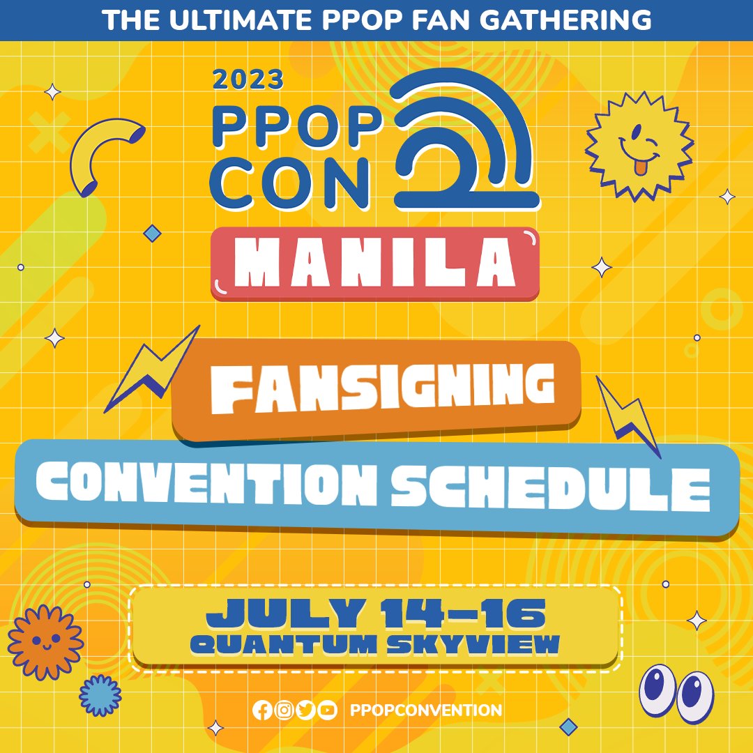 PPOPCONVENTION's tweet photo. Fansigning details and Convention schedule will be out later! Abangan! 👀

#PPOPCONMANILA2023 https://t.co/AtdV9RqL5M