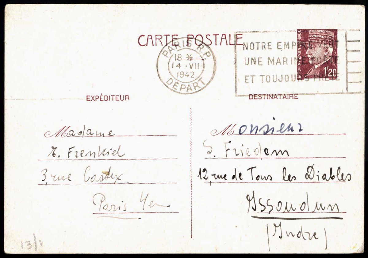 YadVashemFr's tweet photo. Le #13juillet 1942, Esther Frenkel écrit de #Paris à sa soeur Leah réfugiée en #zonelibre : "Chez nous, rien de neuf".
Le 16 juillet, Esther et son fils Richard, 2 ans, sont raflés lors du #VeldHiv. Ils seront déportés à #Pithiviers puis à #Auschwitz.
https://t.co/eaLuyLiaNM https://t.co/67YIactwy7