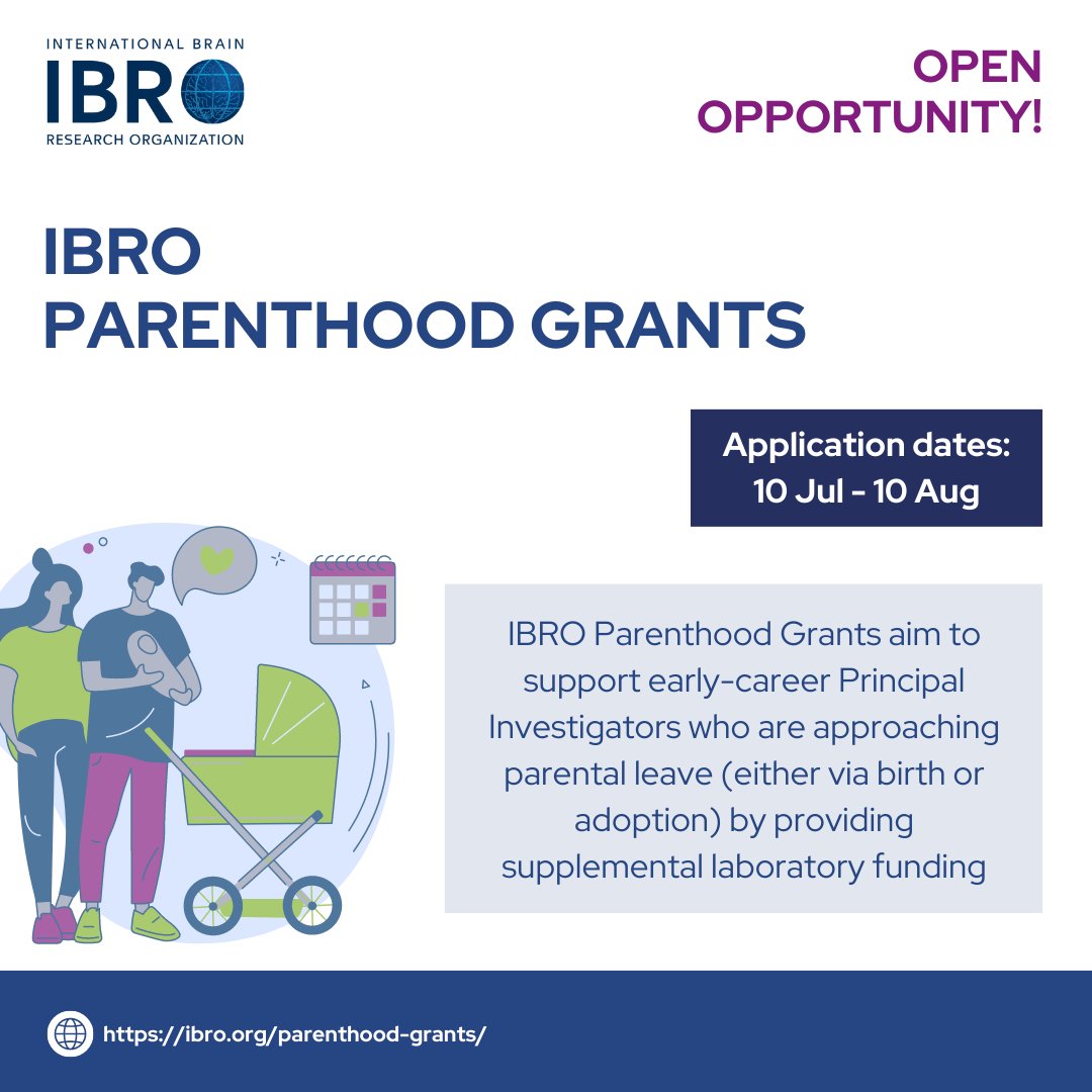 IBRO - International Brain Research Organization (@ibroorg) on Twitter photo Are you an early-career neuroscientist approaching parental leave? Don’t miss your chance to apply for an #IBRO Parenthood Grant for supplementary lab funding!
👉 ow.ly/SrVk50P9hAe
#award #neuroscience
<a href="/TheBaleLab/">Dr. Tracy Bale 🟧🧠</a> <a href="/APalacio_s/">👉🏼Adrian Palacios 👈🏽</a> <a href="/JLLanciego/">José Luis Lanciego</a> <a href="/srikipedia/">Srikanth Ramaswamy</a> <a href="/network_alba/">ALBA Network</a> Are you an early-career neuroscientist approaching parental leave? Don’t miss your chance to apply for an #IBRO Parenthood Grant for supplementary lab funding!
👉 ow.ly/SrVk50P9hAe
#award #neuroscience
<a href="/TheBaleLab/">Dr. Tracy Bale 🟧🧠</a> <a href="/APalacio_s/">👉🏼Adrian Palacios 👈🏽</a> <a href="/JLLanciego/">José Luis Lanciego</a> <a href="/srikipedia/">Srikanth Ramaswamy</a> <a href="/network_alba/">ALBA Network</a>