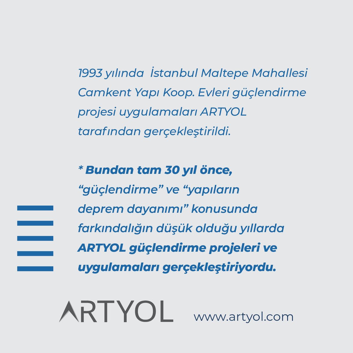 artyol_muh's tweet photo. Bundan tam 30 yıl önce, “güçlendirme” ve “yapıların deprem dayanımı” konusunda farkındalığın düşük olduğu yıllarda ARTYOL güçlendirme projeleri ve uygulamaları gerçekleştiriyordu.+ 
#artyol #artyolmühendislik #güçlendirme #deprem https://t.co/scN15wYPWI