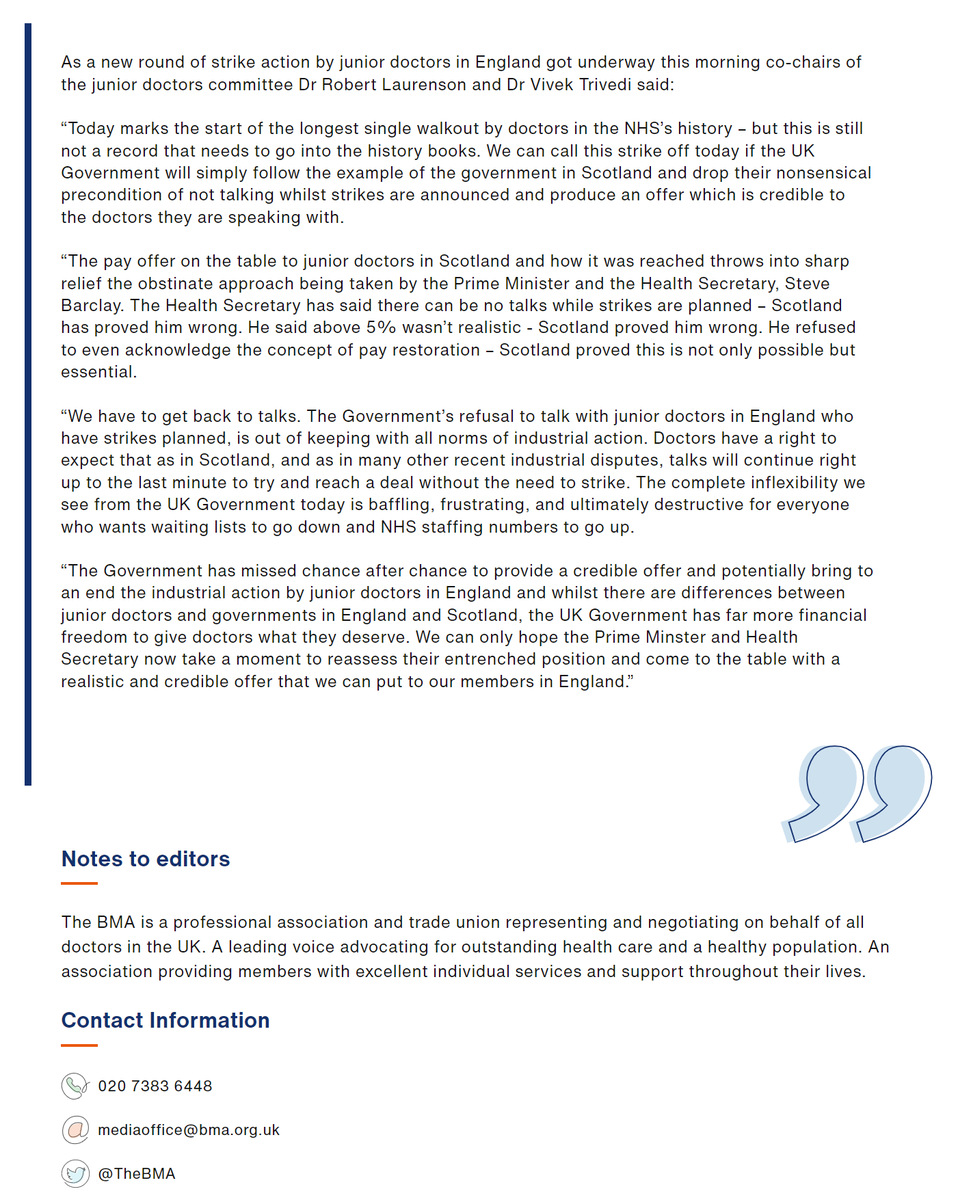 Excellent statement @BMA_JuniorDocs

"SoS has said there can be no talks while strikes are planned–🏴󠁧󠁢󠁳󠁣󠁴󠁿has proved him wrong. He said above 5% wasn’t realistic-🏴󠁧󠁢󠁳󠁣󠁴󠁿proved him wrong. He refused to even acknowledge the concept of pay restoration–🏴󠁧󠁢󠁳󠁣󠁴󠁿proved this is not only possible but