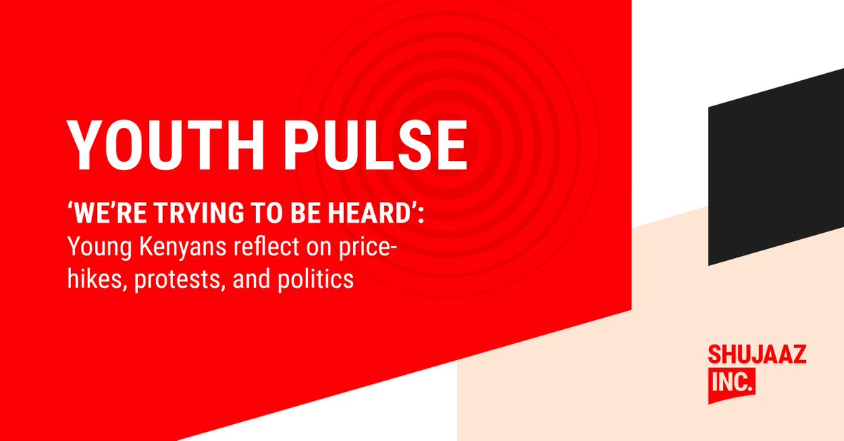 Out now! 📢 Shujaaz Inc’s new ‘Youth Pulse’ explores young people’s experiences and perspectives on the recent protests in Kenya. 🗣️ 

Cut through the noise &amp; hear young Kenyans' views on what’s really behind the protests in our new ‘pulse-check’ report. buff.ly/43kTuYs