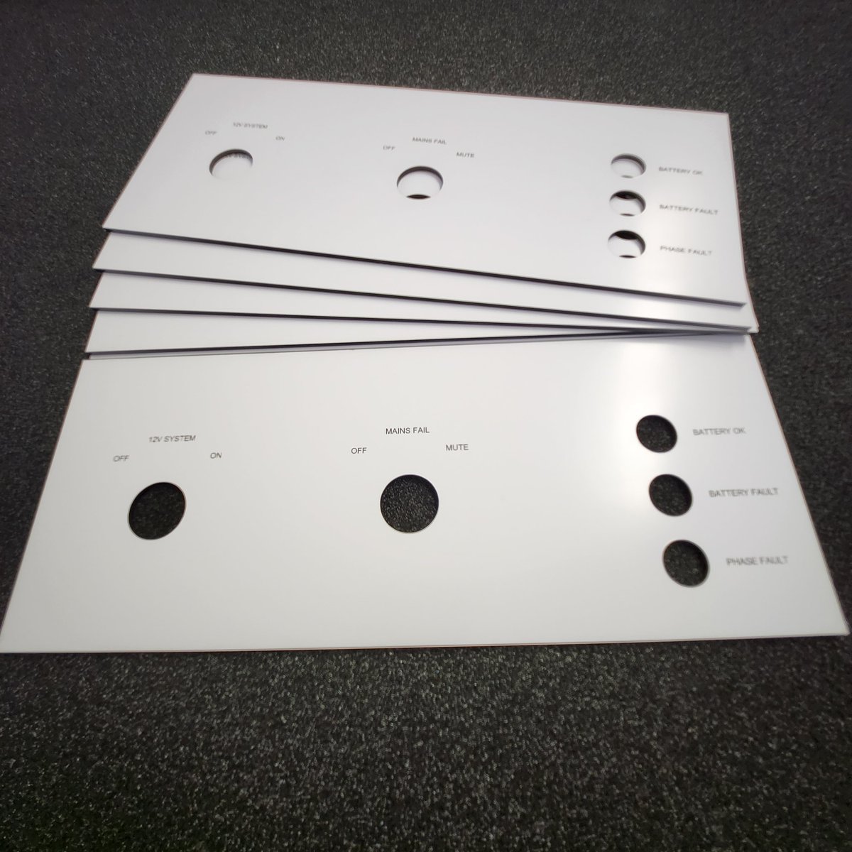 AshfordLasers's tweet photo. Just completed a order for a new client. These white on black traffolyte control panels π
#traffolyte #controlpanels #lasercut #laserengraved #madetoorder https://t.co/pE7GGmFGjz