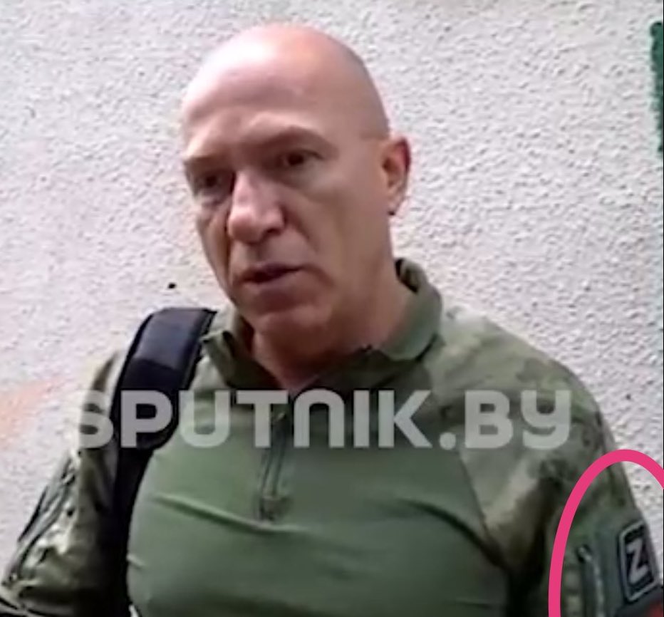 Could you guess who is that man with  the Russian Z-symbol? It’s the head of Belarusian #RedCross Dzmitry Shautsou. He visited territories of #Ukraine that were temporarily occupied by #Russia.