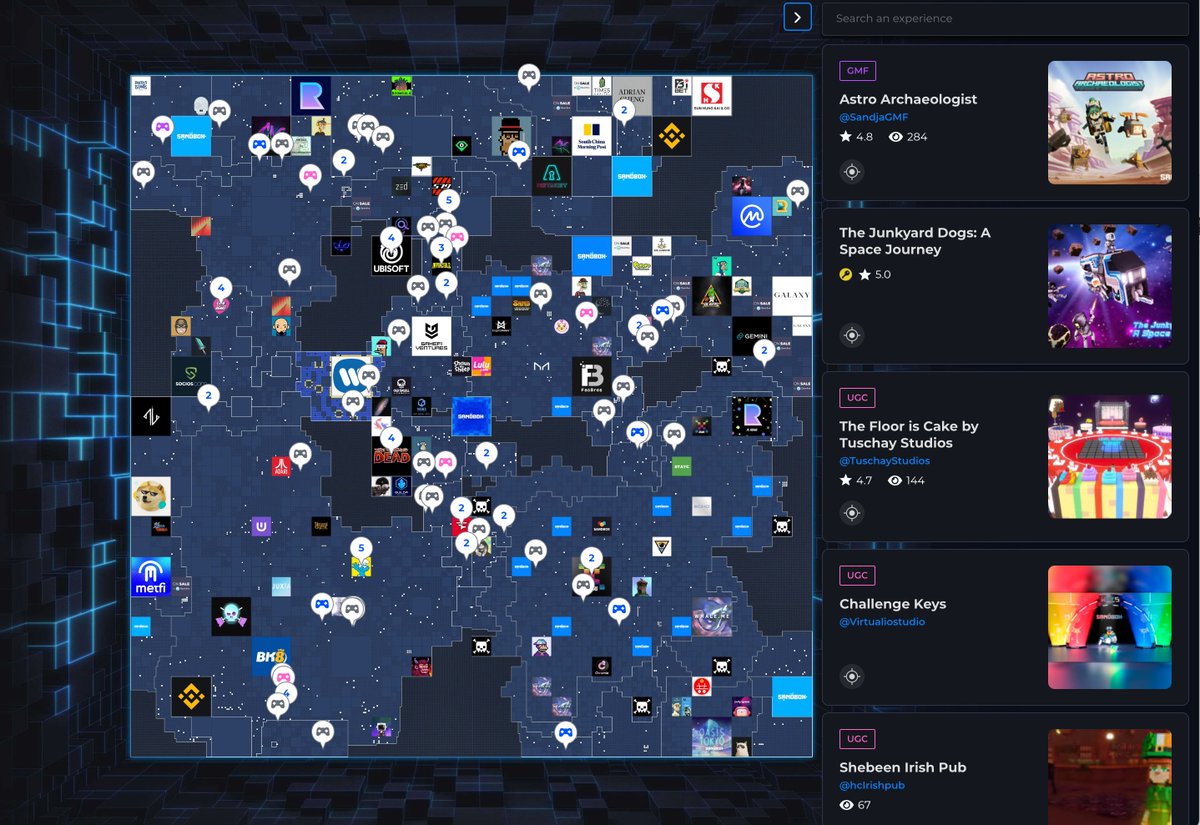 borgetsebastien's tweet image. 📸 The Sandbox Map (July 12, 2023) 

The first 15 User-Created Experiences have launched, check them out 👉 sandbox.game/en/map/?zoom=1…

It&apos;s a first step to build an open Metaverse where LAND owners can open their experience to anyone and engage their community with NFTs #Web3