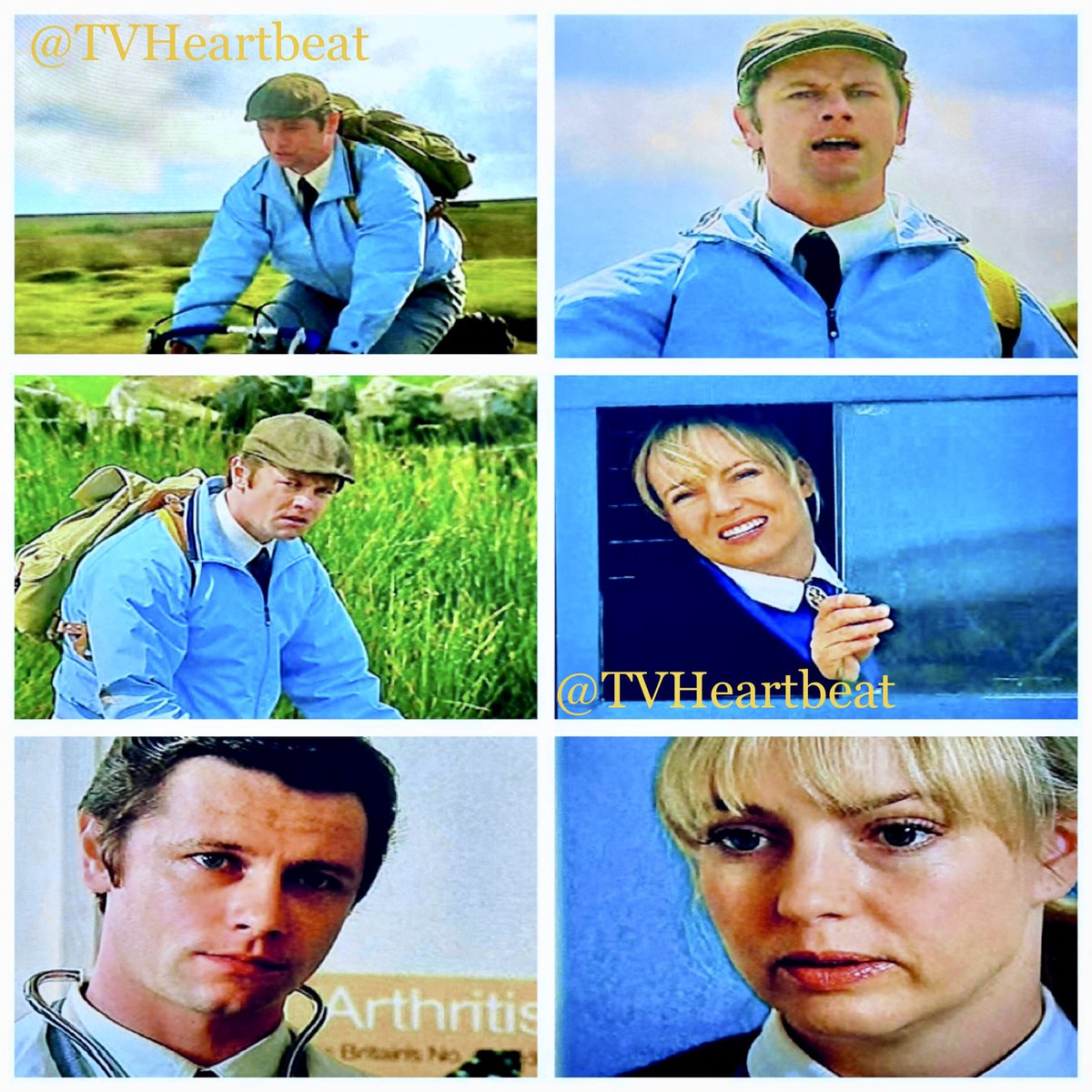 TvHeartbeat's tweet photo. For #ThrowbackThursday; one for you @leon_ockenden & @Lisakay_11 - the first time we see Dr Oakley in series 17, episode ‘Burying the Past’ and he wasn’t best pleased being knocked off his bike by Arthur Chiltern! #TimBarker #JohnDuttine 🩵 https://t.co/BUBjr7ycOg