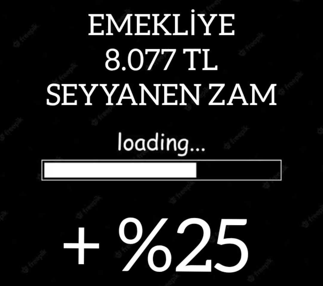 KÖK MAAŞLARIMIZA 8077 tl+yüzde 25 istiyoruz...... 
#EmekliMüjdeBekliyorSnCB