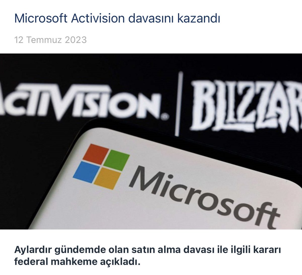 Microsoft davayı kazandı. Haberin devamı için &gt;&gt;&gt; kurlarim.com/teknoloji-habe… #microsoft #Activision