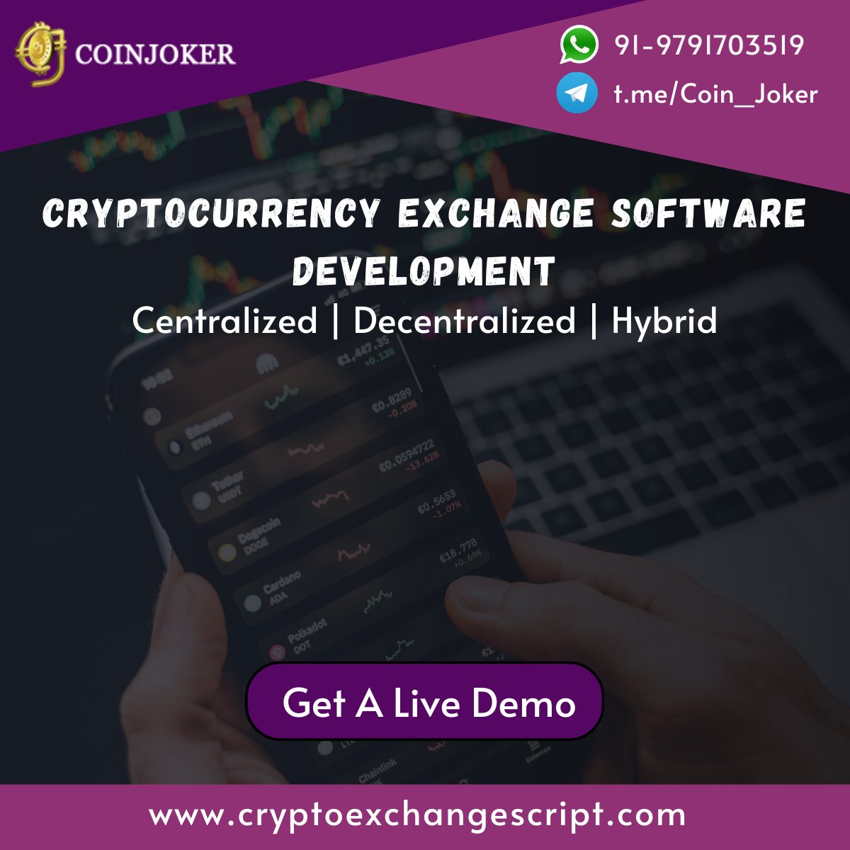 coinjoker_tech's tweet image. Transform Your Crypto Vision into Reality
At Coinjoker, we specialize in developing high-quality, secure, and scalable #cryptocurrencyexchangesoftware tailored to meet your unique business requirements. 
Contact us today to discuss your project >> bit.ly/3HNSrHC