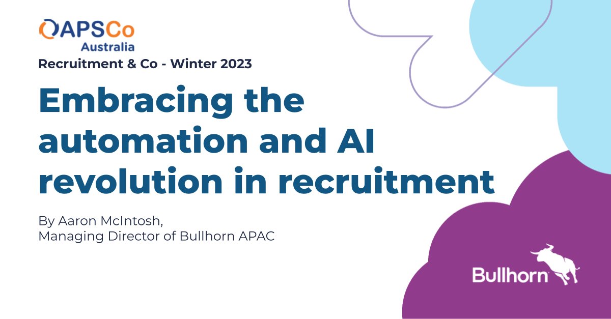 BullhornAPAC (@bullhornapac) on Twitter photo Aaron McIntosh, Managing Director APAC at Bullhorn shares the importance of embracing the automation and AI revolution in recruitment in the latest edition of <a href="/APSCoAu/">APSCo Australia</a> Recruitment & Co magazine, check it out: issuu.com/apscoau/docs/r…
#bullhornapac Aaron McIntosh, Managing Director APAC at Bullhorn shares the importance of embracing the automation and AI revolution in recruitment in the latest edition of <a href="/APSCoAu/">APSCo Australia</a> Recruitment & Co magazine, check it out: issuu.com/apscoau/docs/r…
#bullhornapac