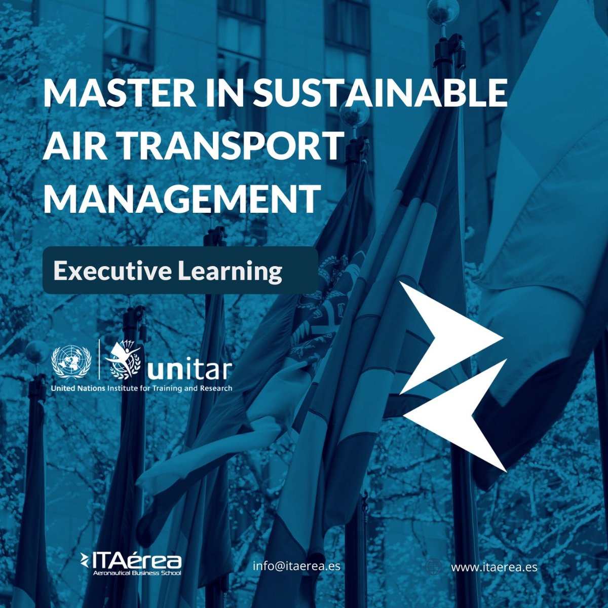 ITAerea_Aero's tweet photo. Master in Sustainable Air Transport Management Executive ✈️ E-learning modality ( @ONU_es - @UNITAR)

#ITaerea &amp; United Nations has been developing this postgraduate degree for those professionals who want to make a significant positive impact in the world. https://t.co/gK5V355XGd