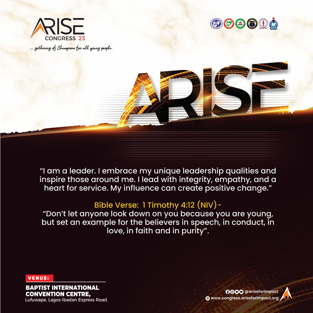 ariseforimpact's tweet photo. Thursday's Affirmation 😇

I am a LEADER. 
I INFLUENCE people POSITIVELY.

Say a word to people who have influenced you to be a better version of yourself 😊.

#AriseCongress
#AriseforImpact
#NoYouthNoFuture
#NigerianBaptistConvention https://t.co/yFi0w3WWJc