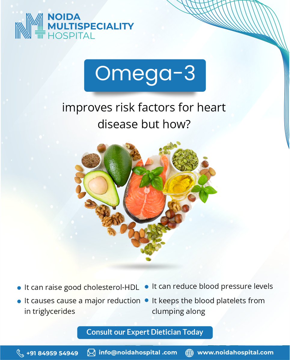 It is important to include a variety of sources of omega-3 fatty acids in your diet as part of a healthy, balanced diet.

Consuming a diet rich in omega-3 fatty acids may help to reduce the risk of heart disease. 

For more, hear from our experts: noidahospital.com