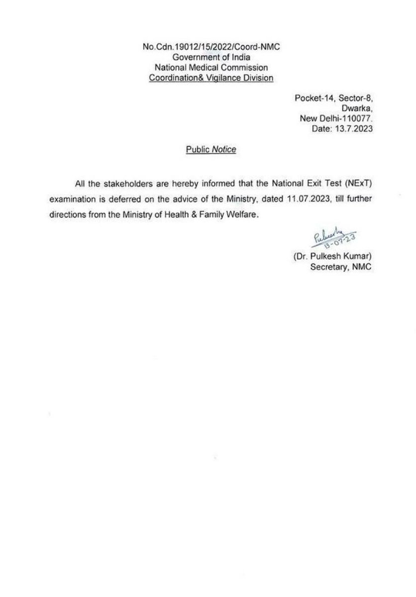 congratulations 19 batch students..now it's from <a href="/NMC_IND/">National Medical Commission</a> .. no next for 19 batch students..
thanks to our leaders for fighting for students..
#NextExam