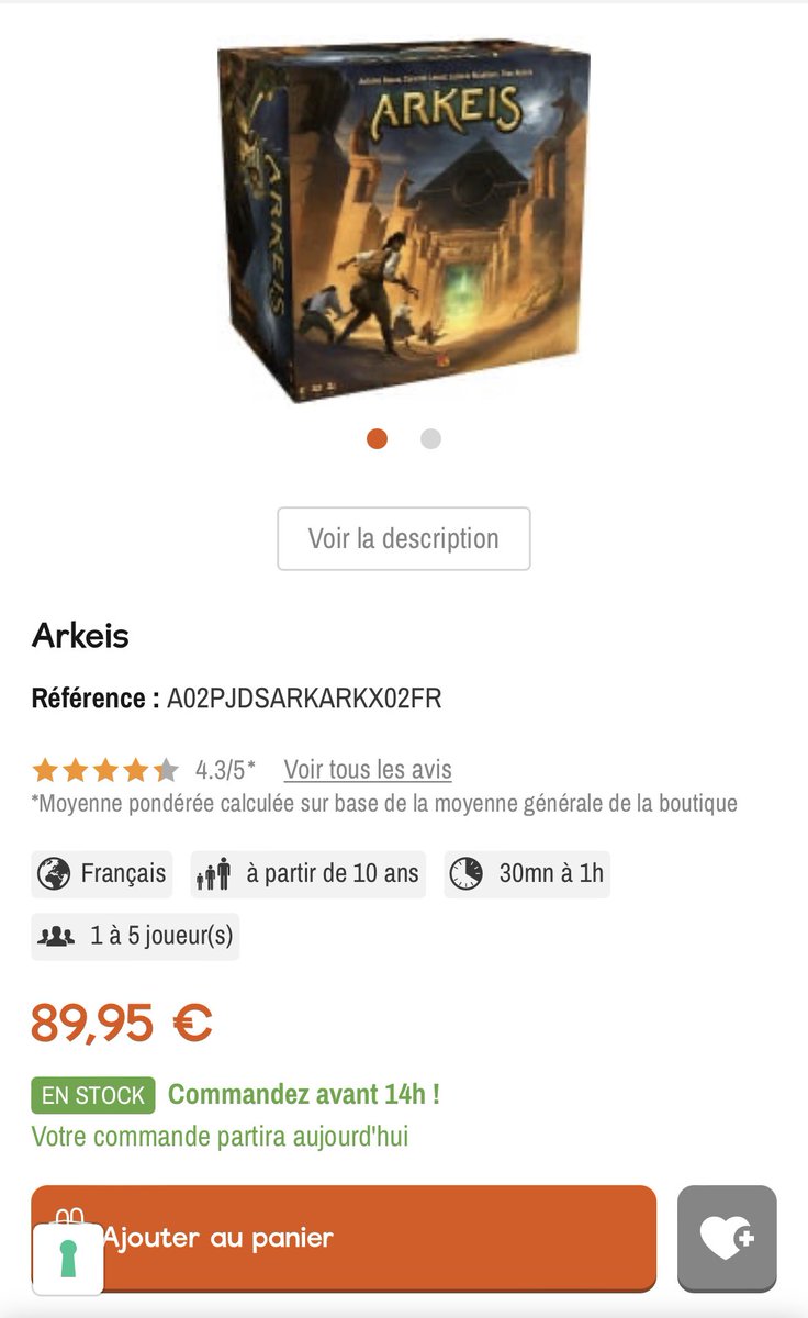 ARKEIS est de nouveau en stock. 
On en profite pour vous remercier de vos retours qui font chaud au cœur. Après tellement d’attente on avait peur que votre curiosité pour le jeu se soit éteinte mais ça n’a pas l’air d’être le cas. Merci ! 🐍🦂