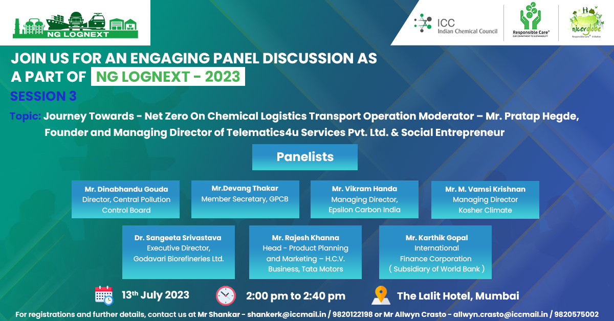 icc_india's tweet image. Join us for an interesting panel discussion on: Journey Towards - Net Zero On Chemical Logistics Operations
Date: 13th July 2023
Venue: The Lalit, Mumbai
For more details, refer to the image below:
#logisticsevent #nicerglobe