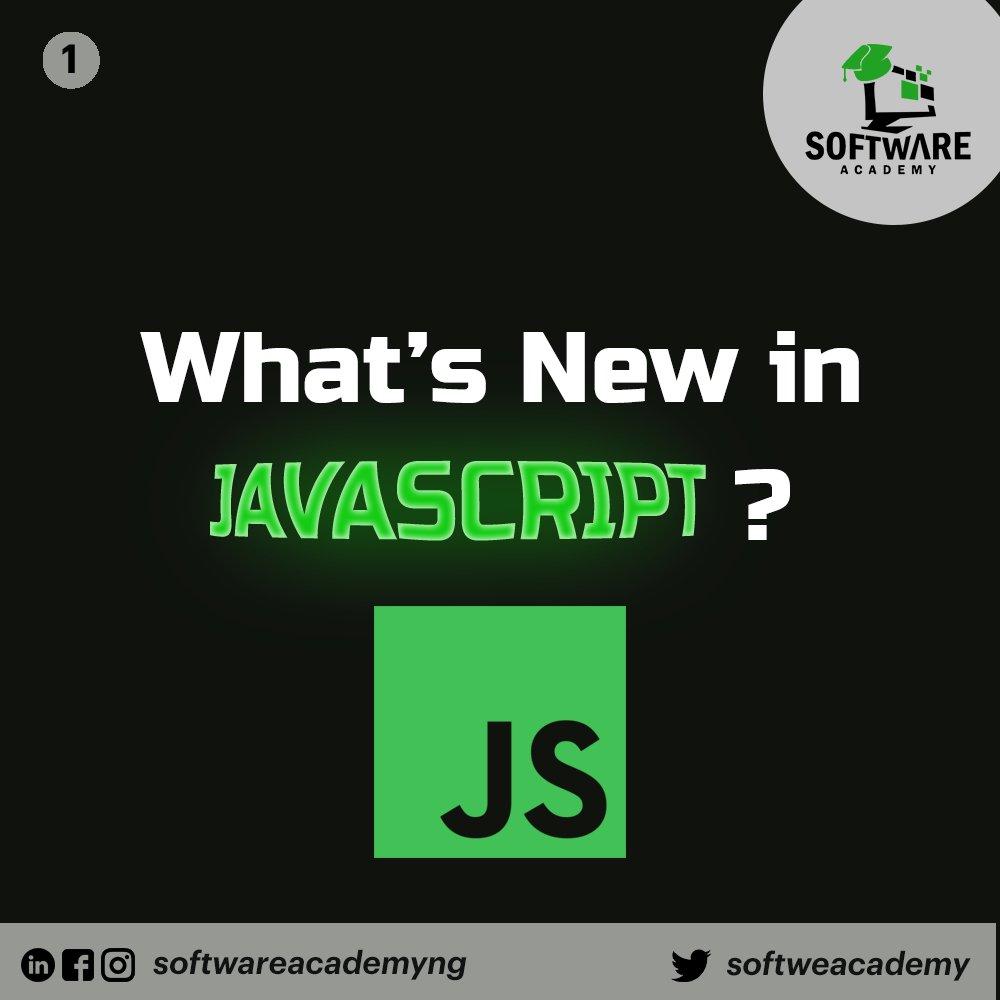 softweacademy's tweet photo. What’s New in JavaScript?
Find from last
findLast() and findLastindex() methods on 
array do the search from the last of an array.
Mutate Array
ou can mutate arrays while keeping the original one using functions like to tosorted(), 
toreversed() and tospliced() https://t.co/m8ye6ybhjN